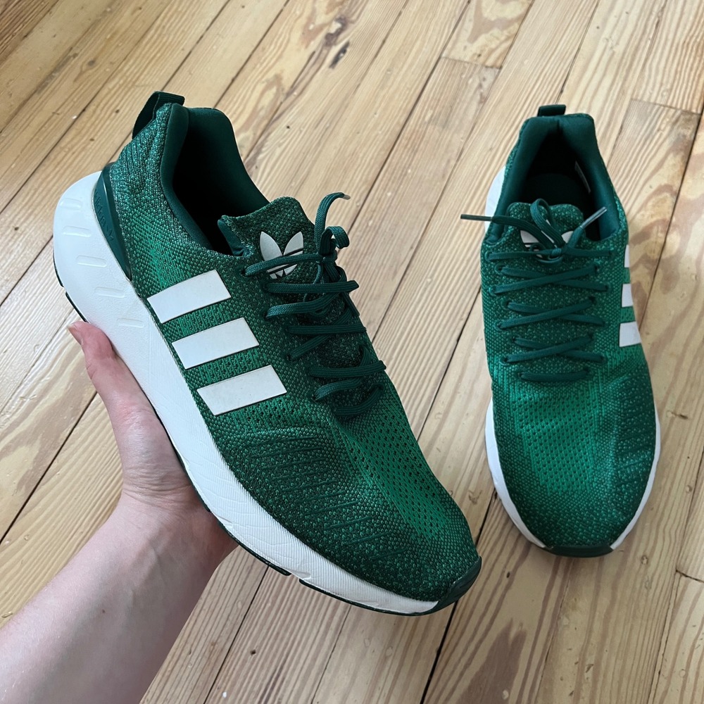 Adidas Swift Run 22 Running Shoes Mens 11.5 Green White GZ3501 Knit Sneakers
